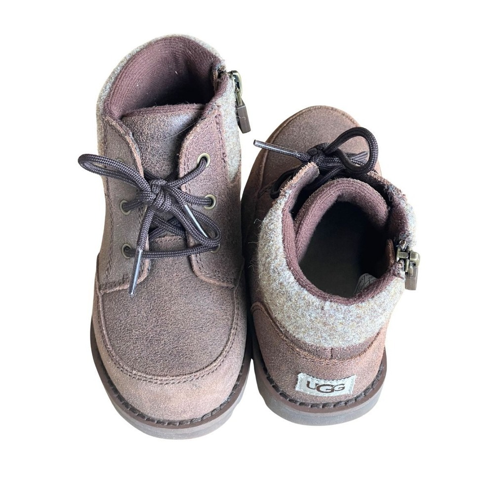 UGG Neumel Orin Wool Leather Suede‎ Brown Boots Toddler Size 8 Side Zip